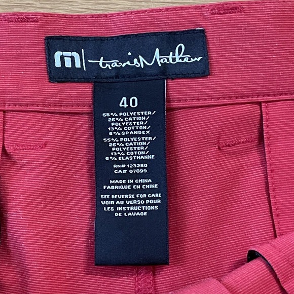 Men's Travis Matthew Size 40 Flat Front Red Athletic Golf Shorts - Picture 6 of 6